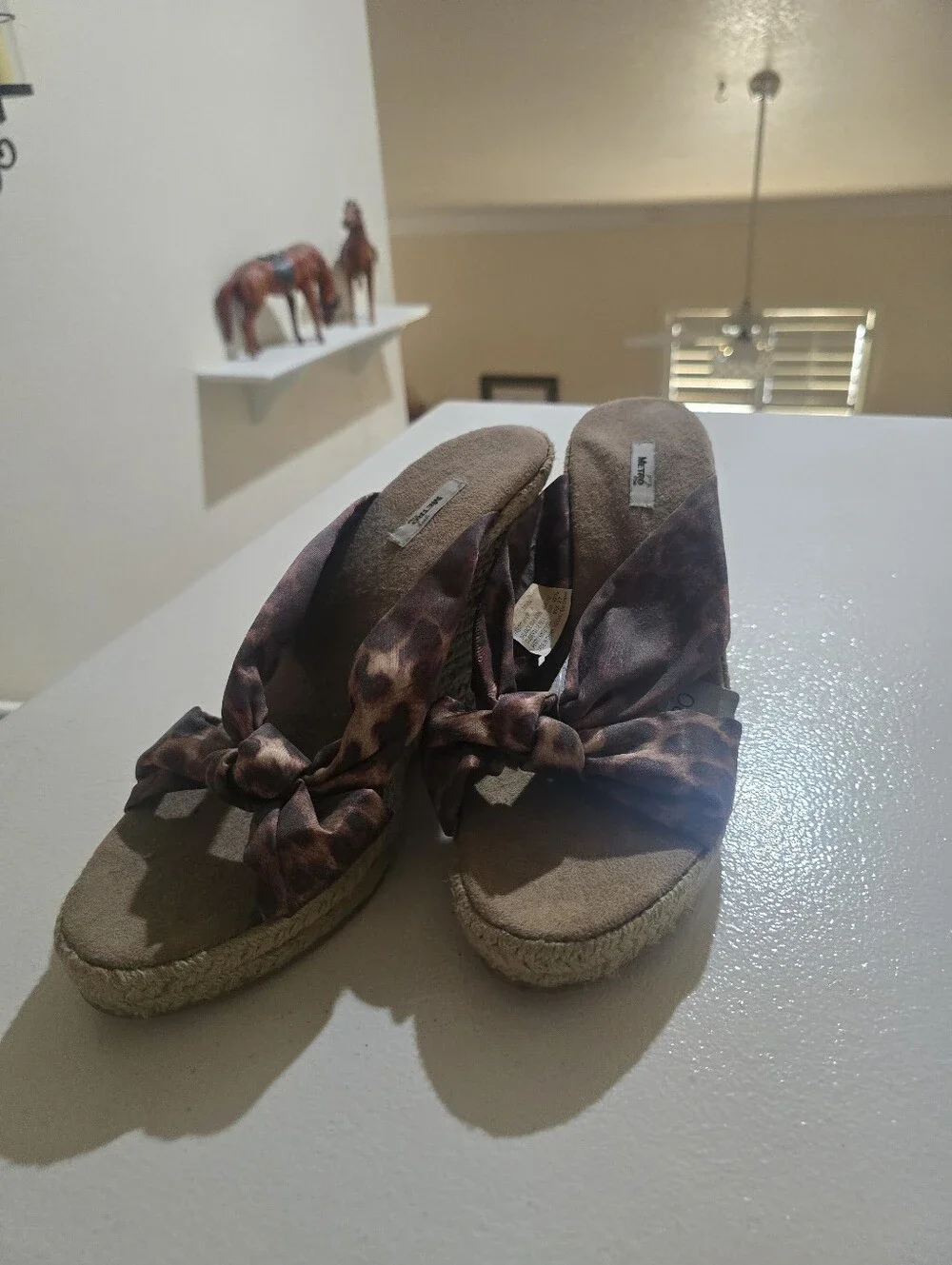 Leopard Print Wedge Slide Sandals - Women